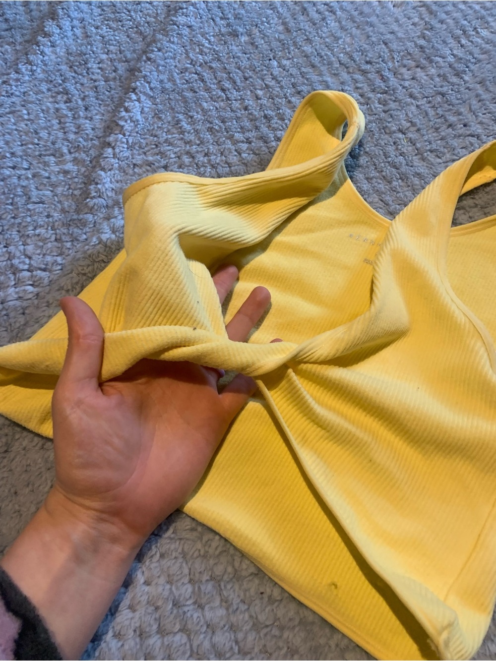 Sunny Yellow Ribbed Crop Tank with middle twist